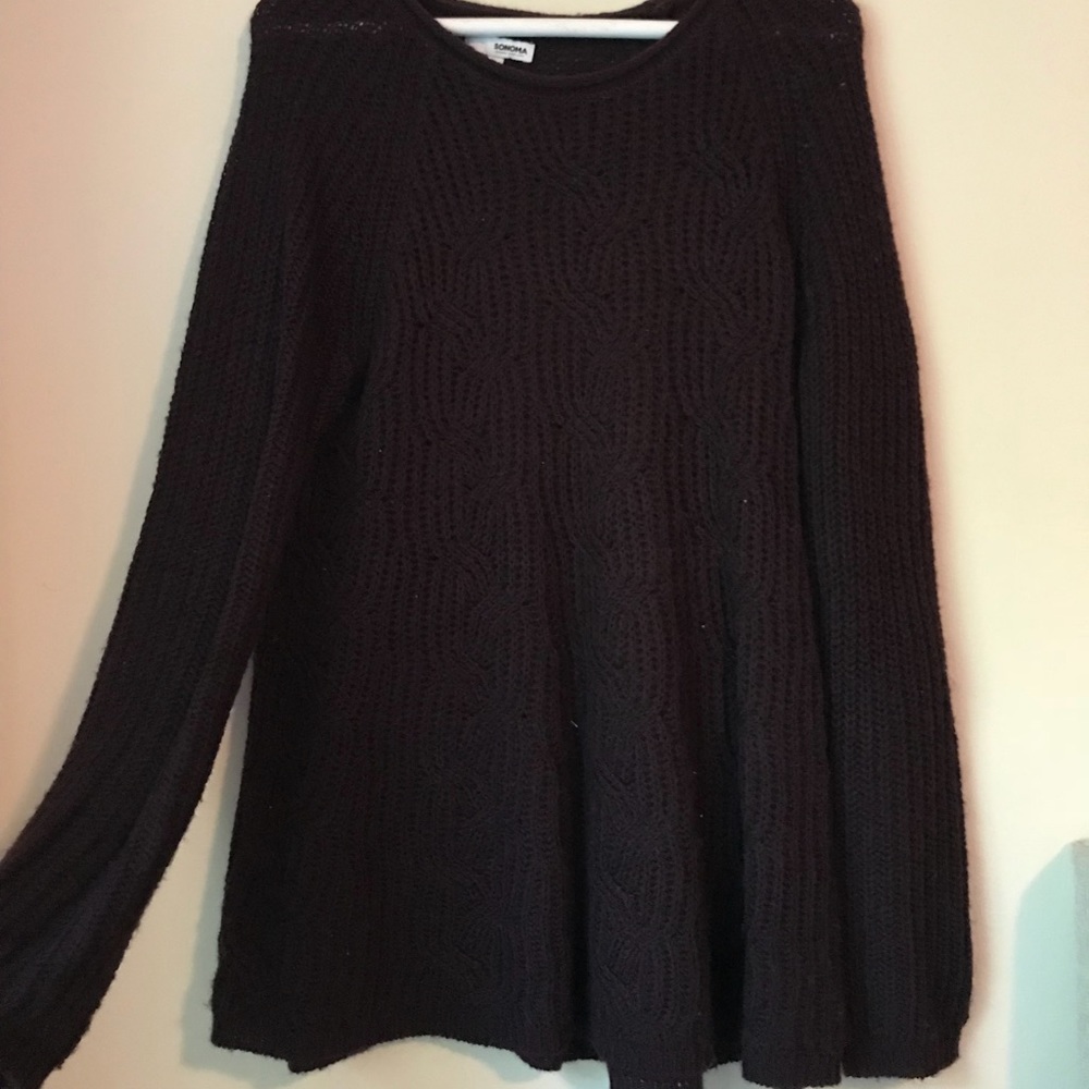 PURPLE CABLE KNIT SWEATER